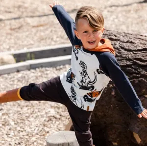 Dinosaur Print Hooded Jersey Tee Shirt