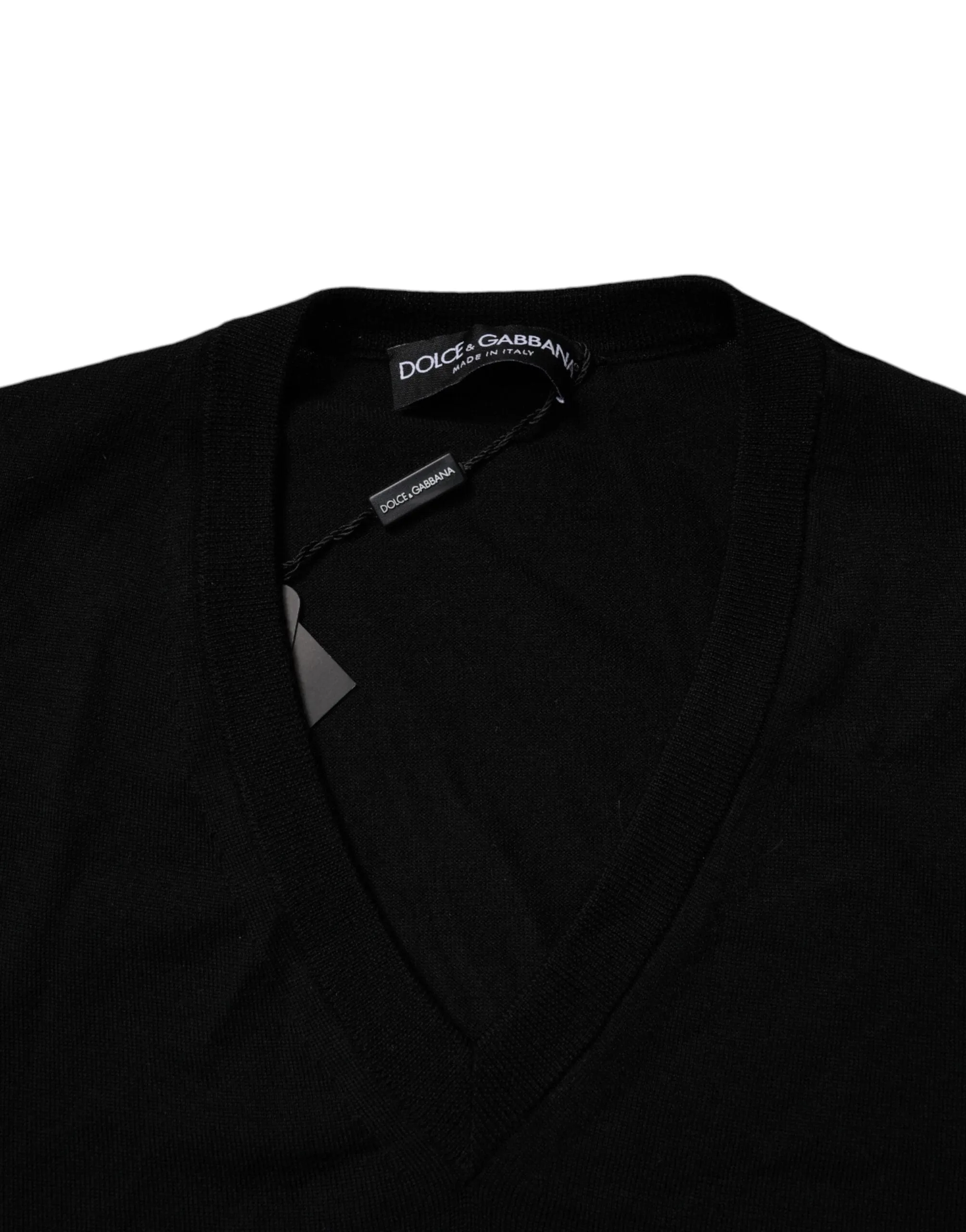 Dolce & Gabbana Black Camouflage V-neck Pullover Sweater