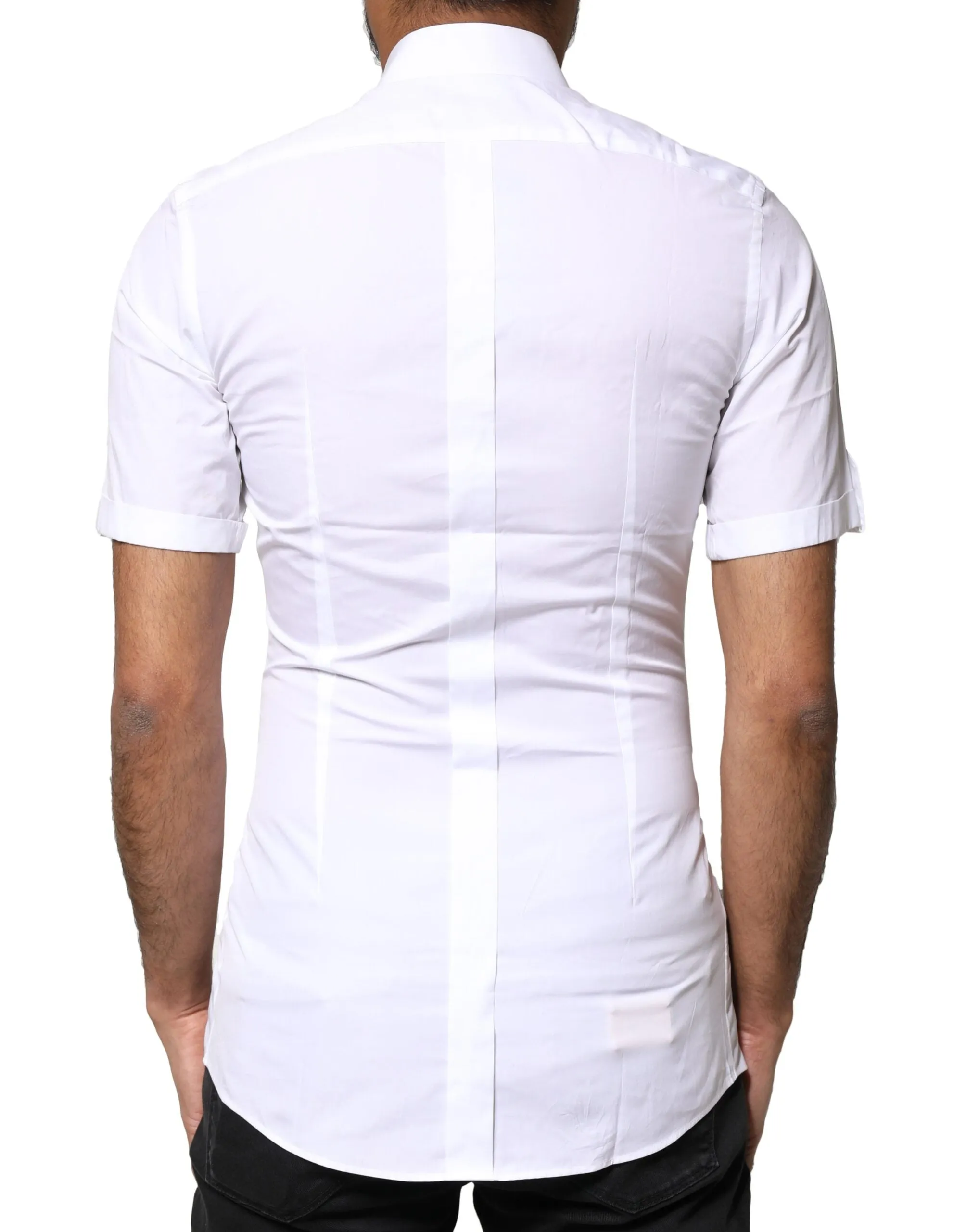 Dolce & Gabbana White GOLD Button Down Casual Men Polo Shirt