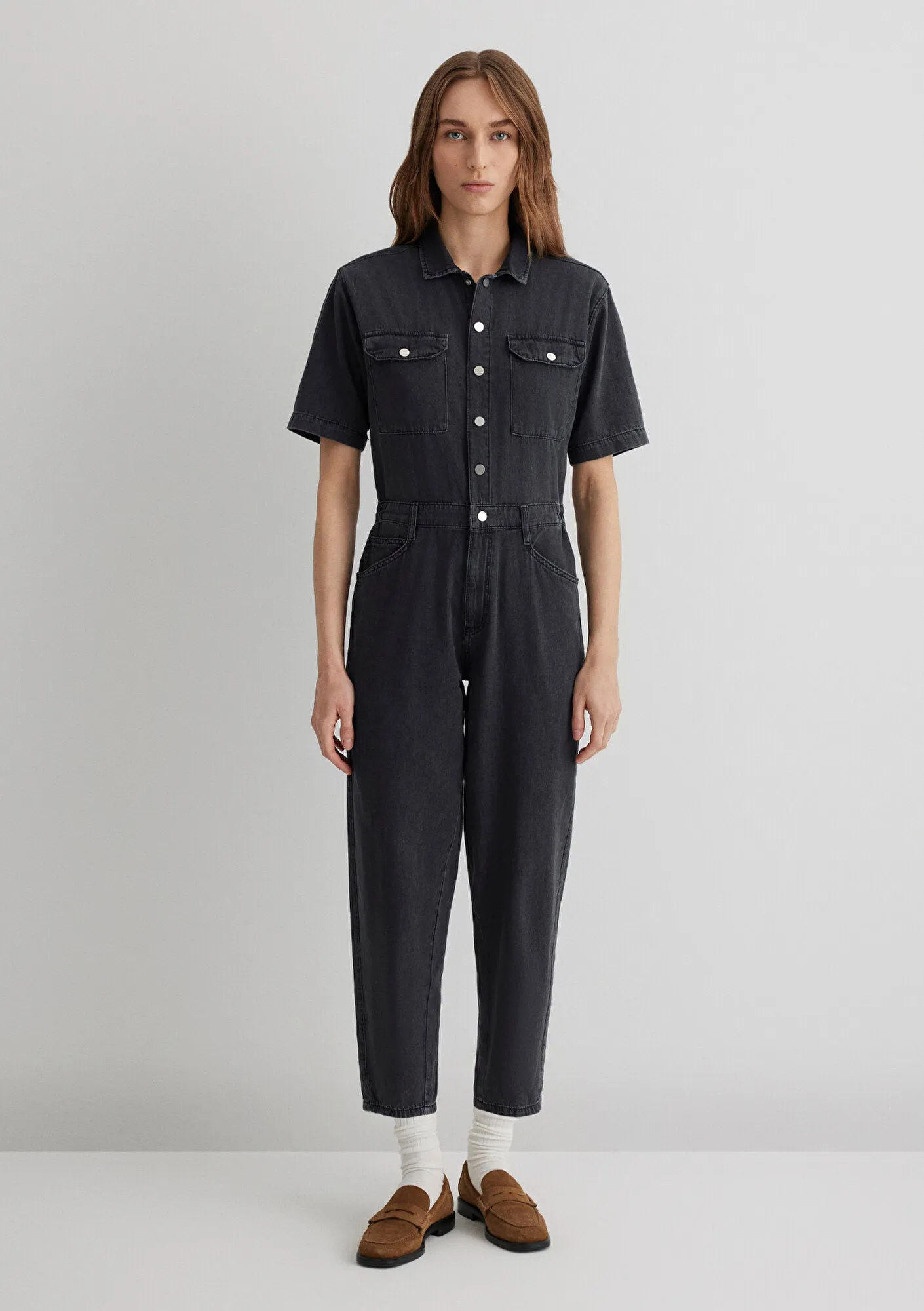 Doria Dark Smoke Gold Icon Jean Jumpsuit