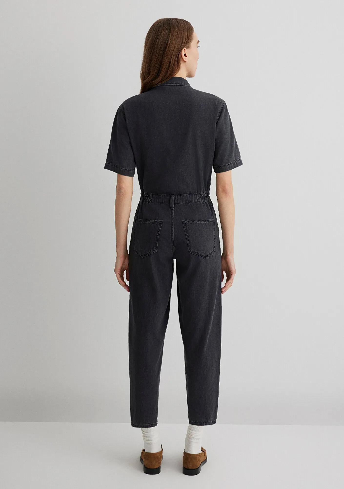 Doria Dark Smoke Gold Icon Jean Jumpsuit
