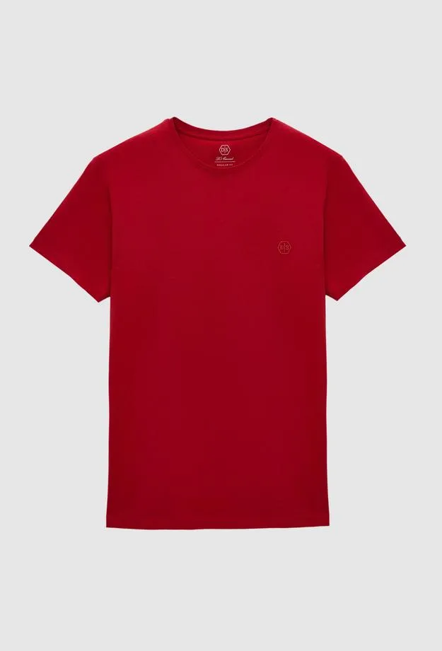 Ds Damat Regular Fit Burgundy Plain Knitted T-shirt