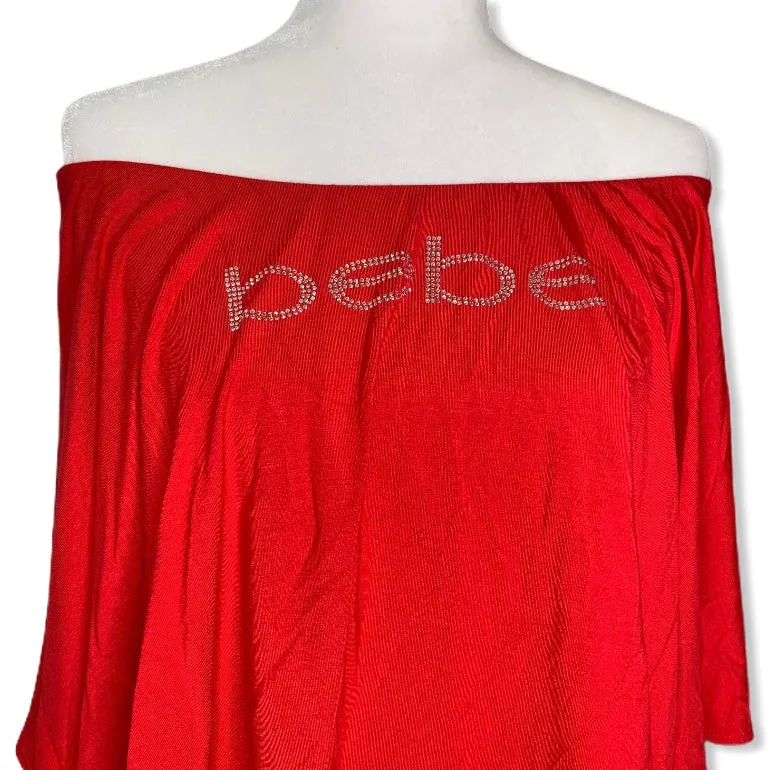 Embellished Logo Red Strapless Wide Leg Women's Jumpsuits