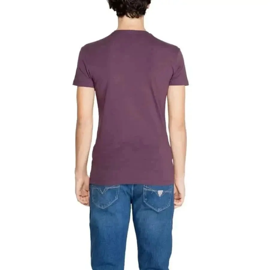Emporio Armani Men's Purple Cotton T-Shirt with Round Neck