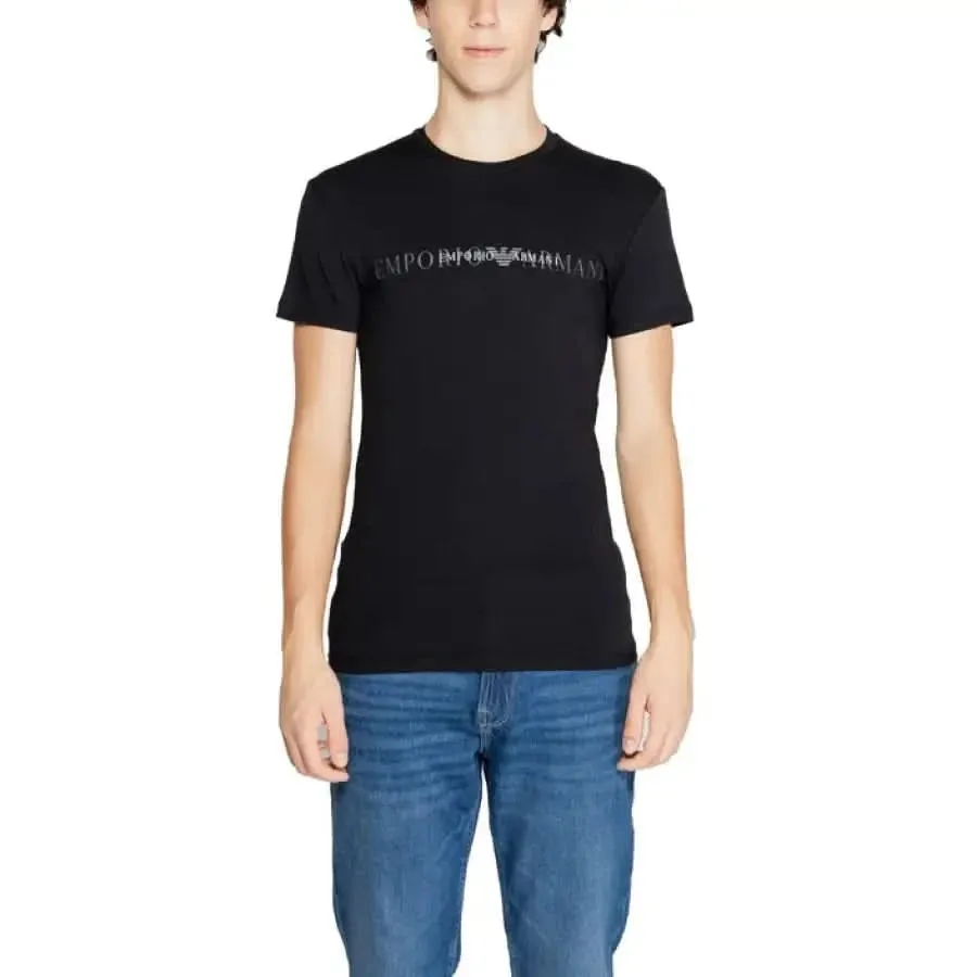 Emporio Armani Men's Purple Cotton T-Shirt with Round Neck