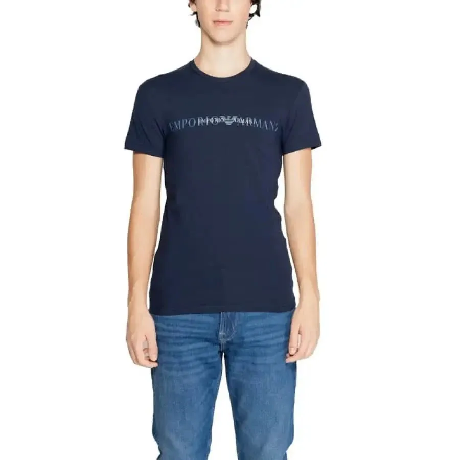 Emporio Armani Men's Purple Cotton T-Shirt with Round Neck