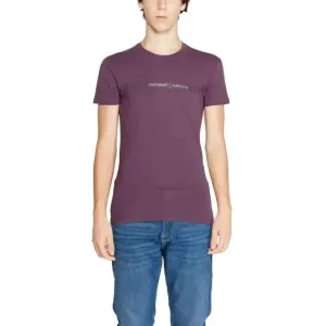 Emporio Armani Men's Purple Cotton T-Shirt with Round Neck
