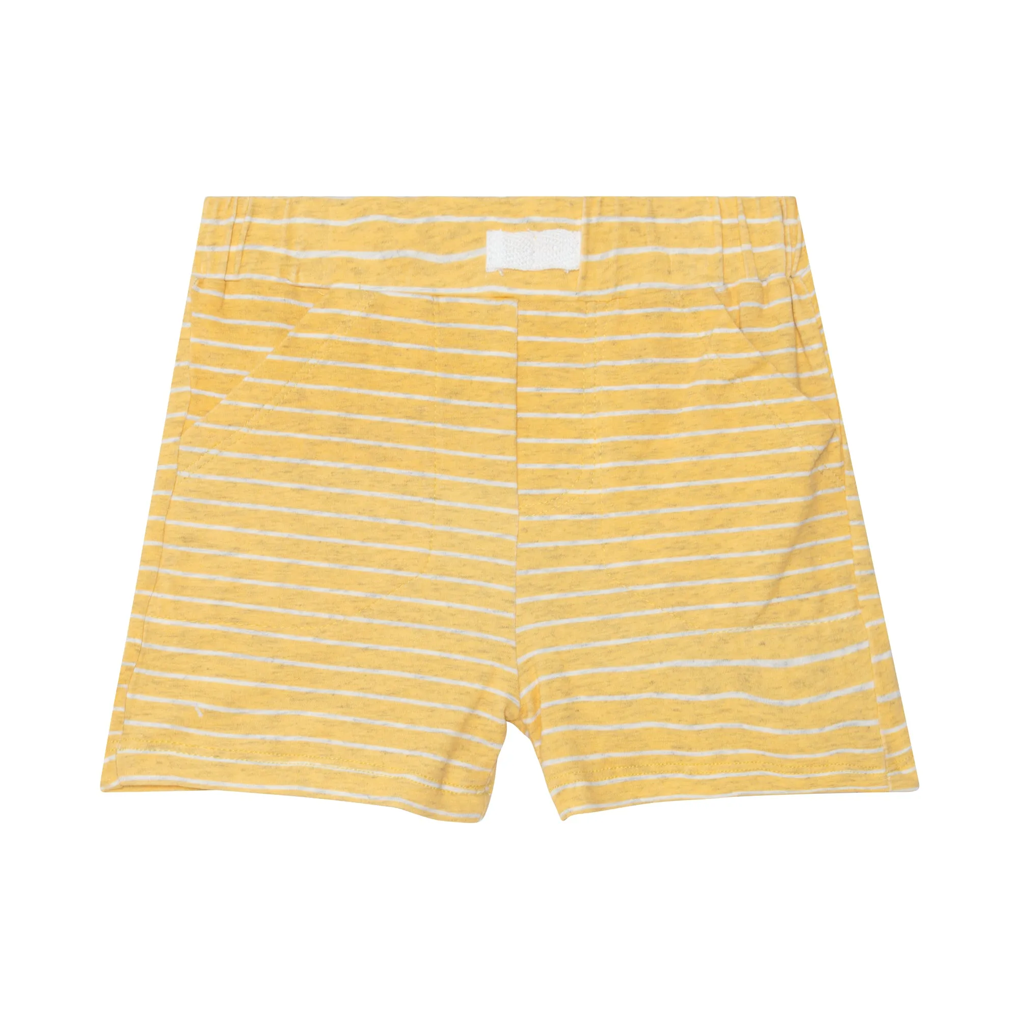 Ensemble haut beige chiné avec imprimé d'alligators et short jaune en coton biologique - Deux par Deux