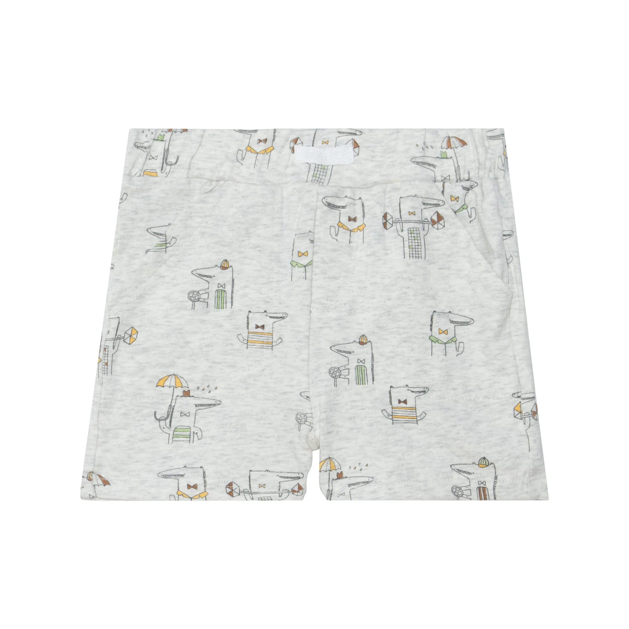 Ensemble haut vert tendre et short beige chiné avec imprimé d'alligators en coton biologique - Deux par Deux