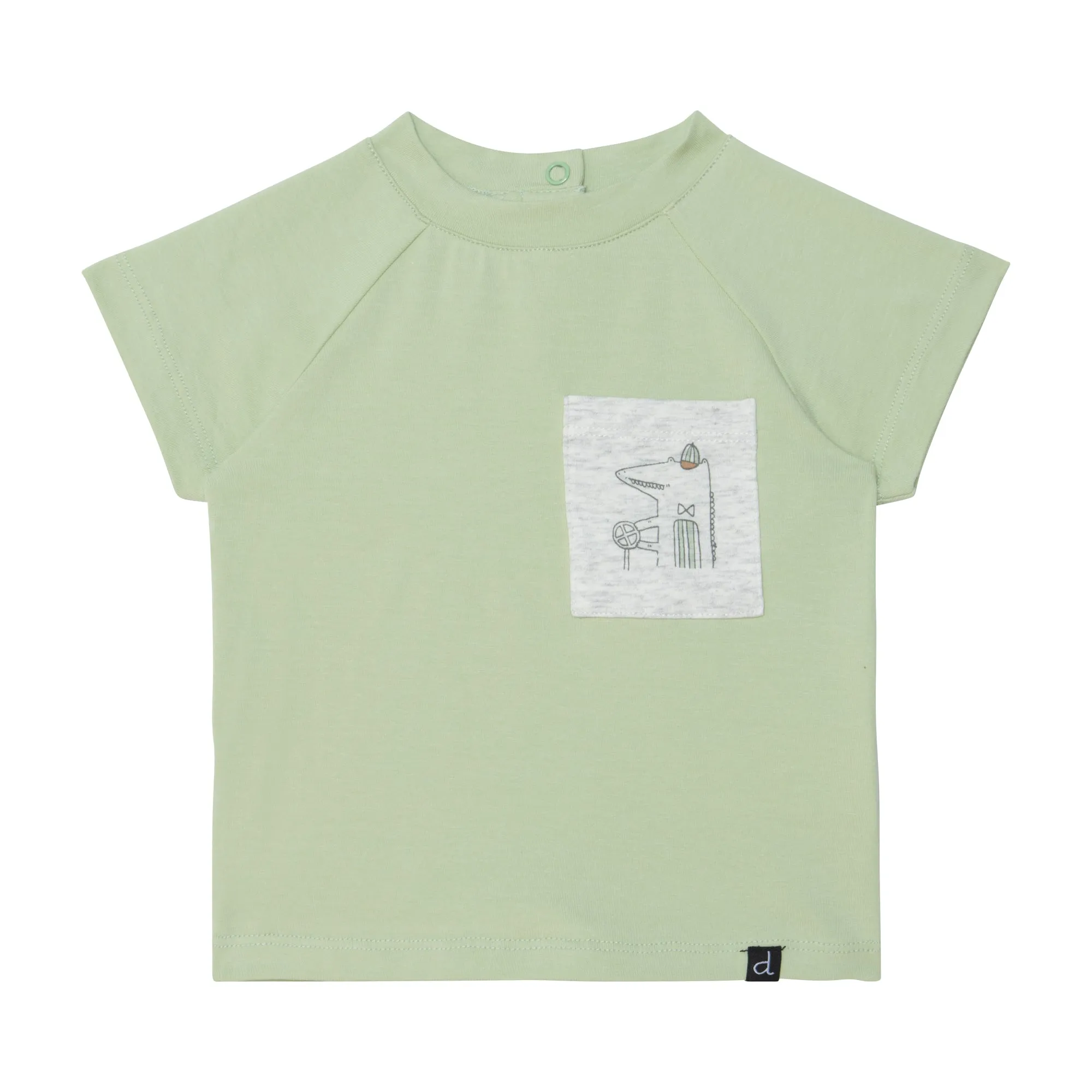 Ensemble haut vert tendre et short beige chiné avec imprimé d'alligators en coton biologique - Deux par Deux