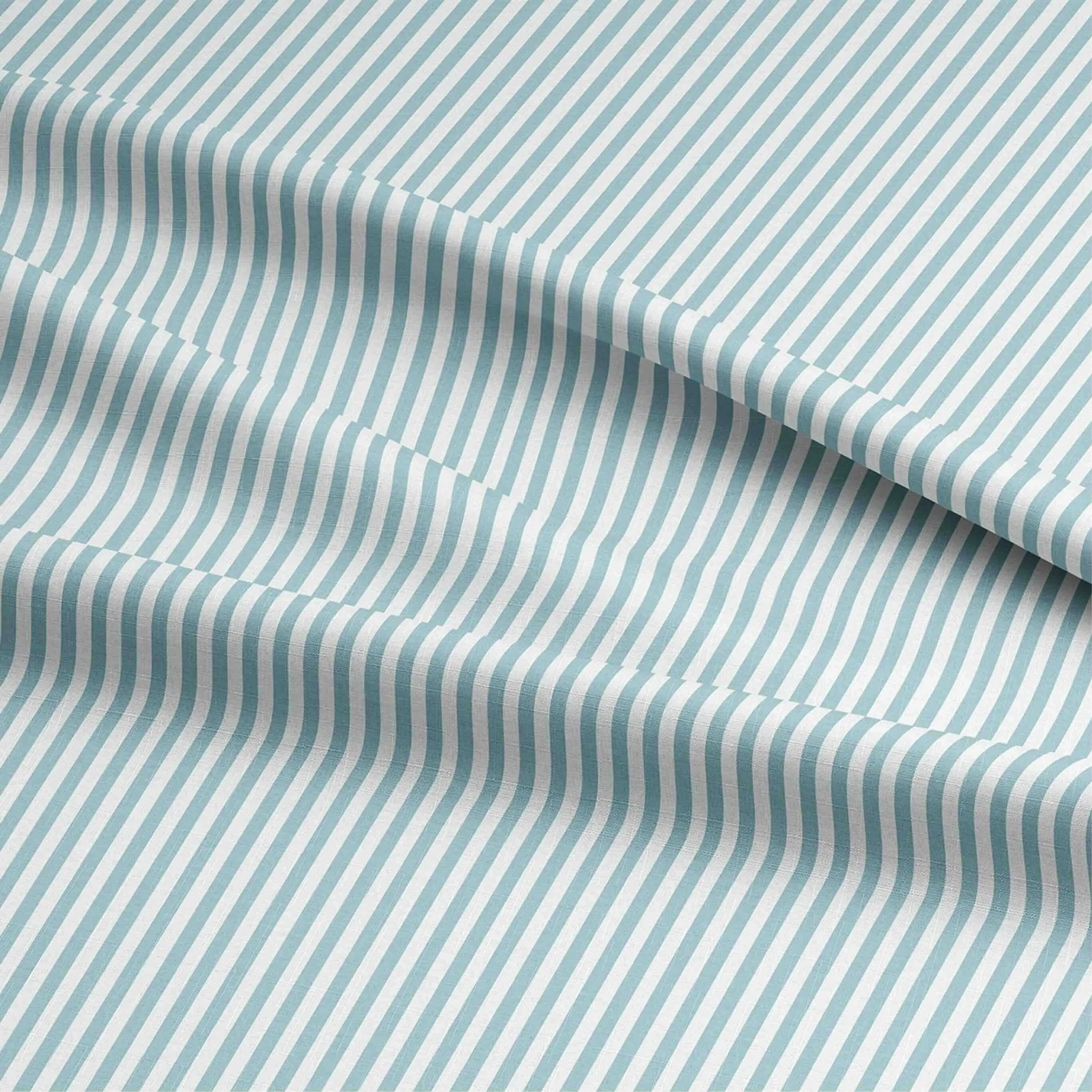 Fabric Linen - Candy Stripe Muted Blue