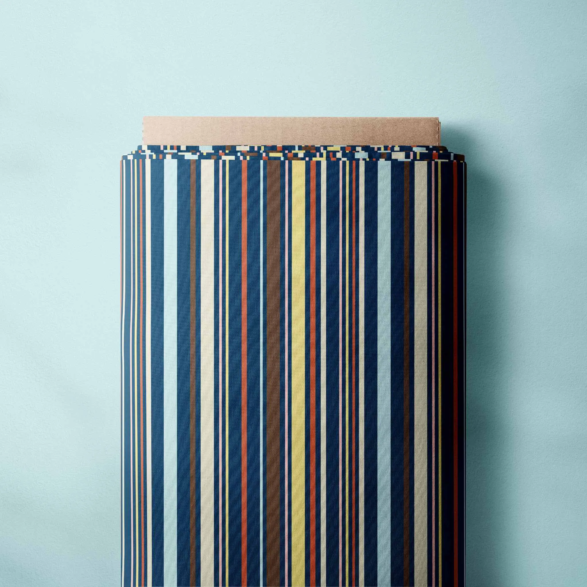 Fabric Linen Canvas - Barcode Dark Blue Stripe