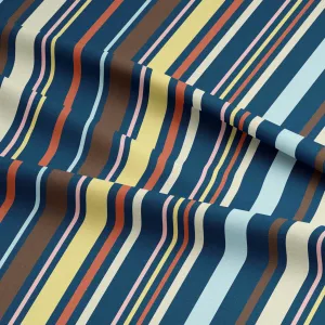 Fabric Linen Canvas - Barcode Dark Blue Stripe