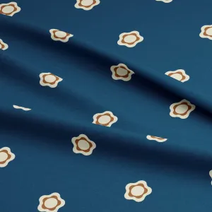 Fabric Linen Canvas - Bold Rosette Dark Blue