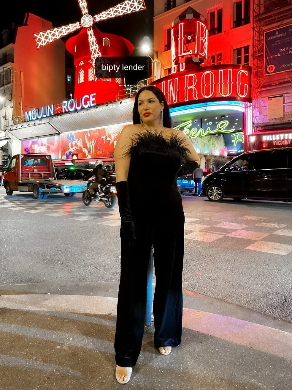 Feather Trimmed Strapless Velvet Jumpsuit