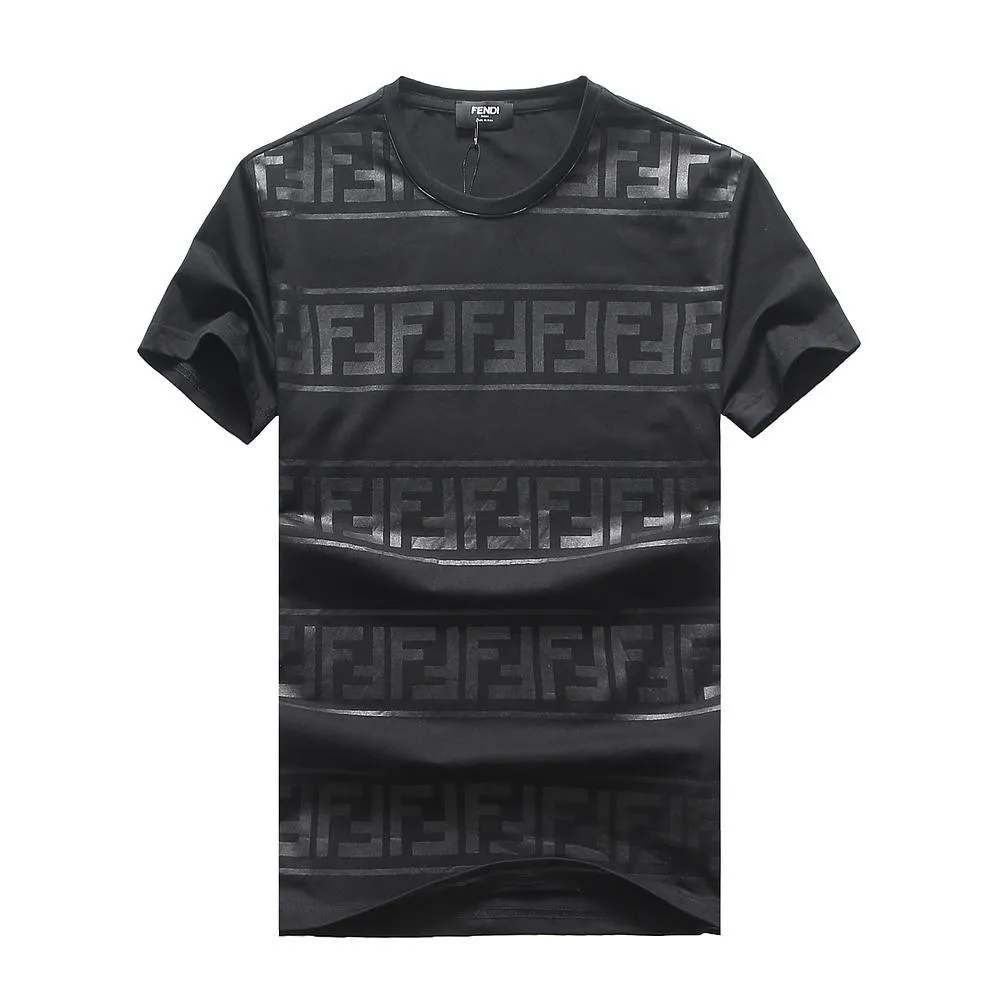Fendi Logo Plain Fitted T Shirt-Black