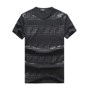 Fendi Logo Plain Fitted T Shirt-Black