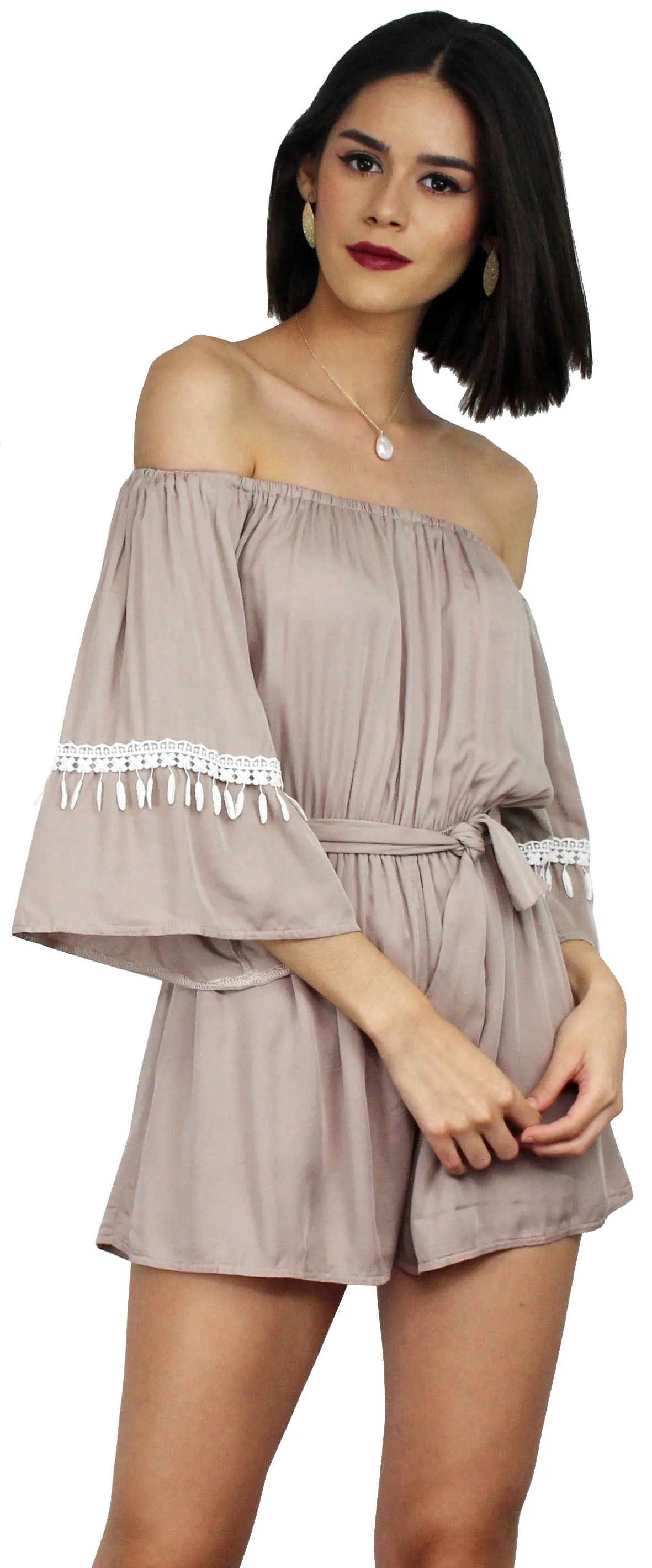 Field Day Nude Off The Shoulder Romper