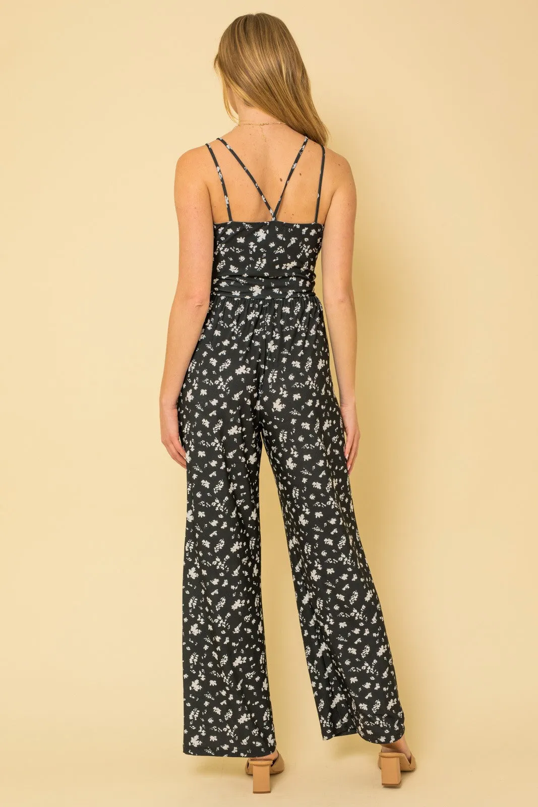 Floral V-Strap Detail Sleeveless Jumpsuit | FINAL SALE