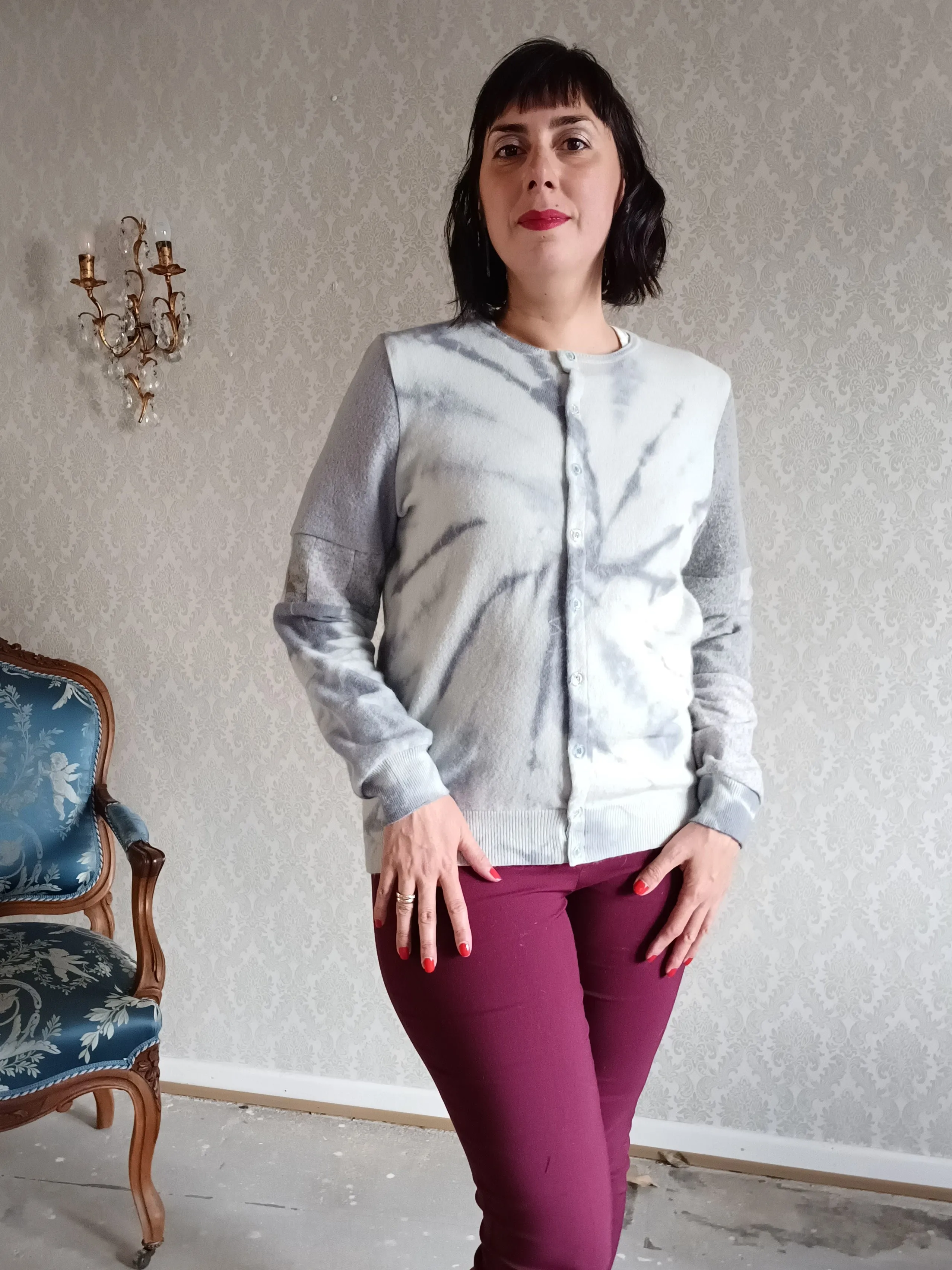 Fluffy Clouds Tie Dyed Cashmere Cardigan - MEDIUM