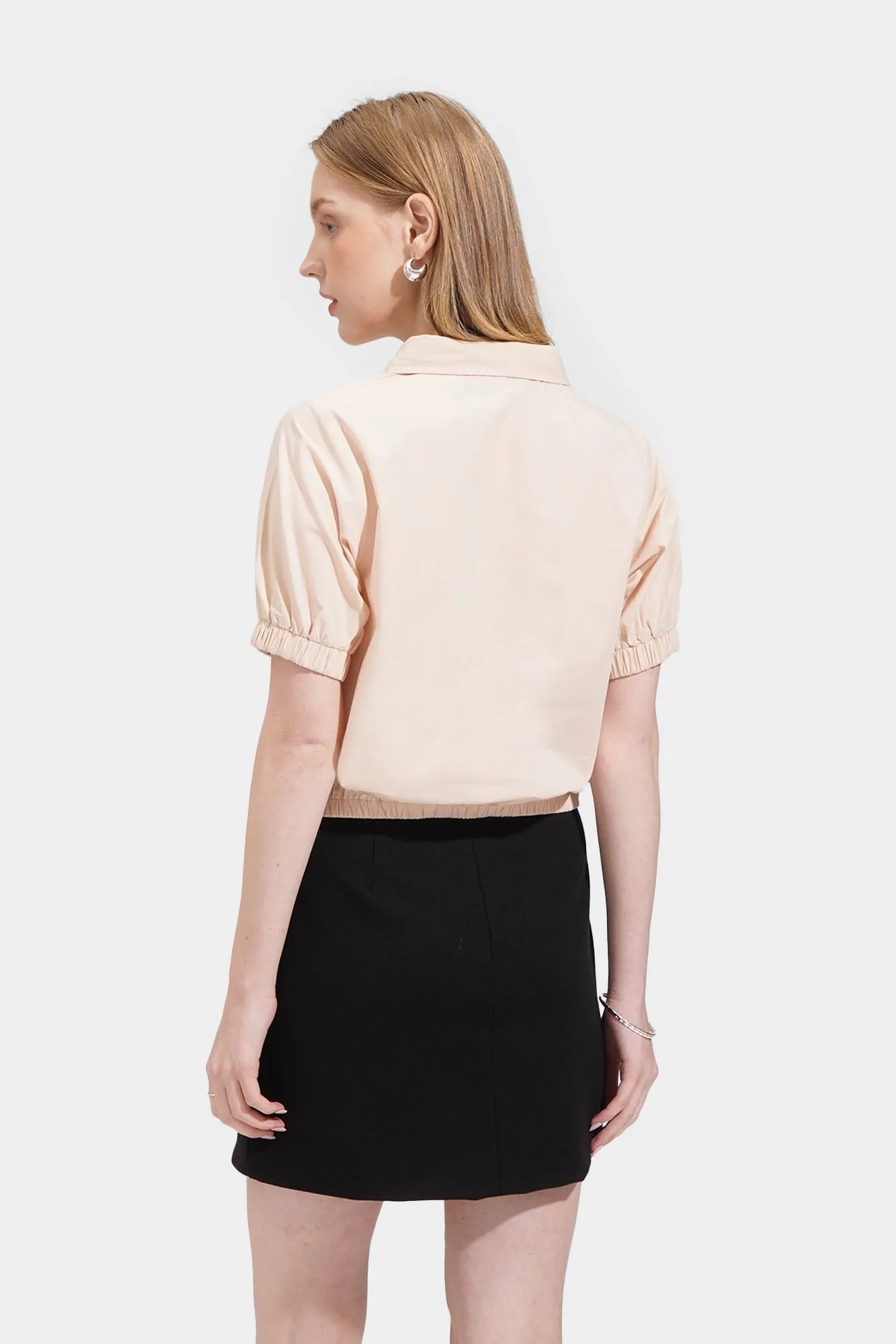 Garterized Sleeves Button Down Shirt