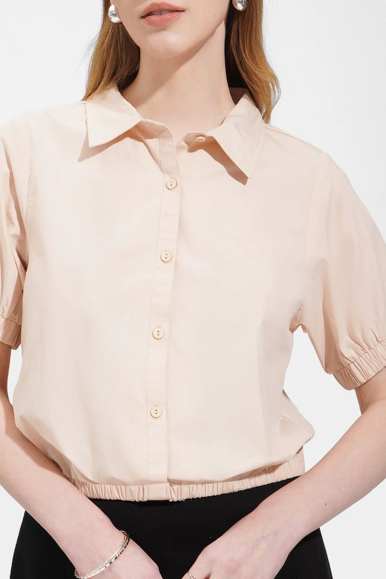 Garterized Sleeves Button Down Shirt