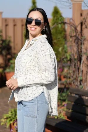 Geo pattern button down shirt