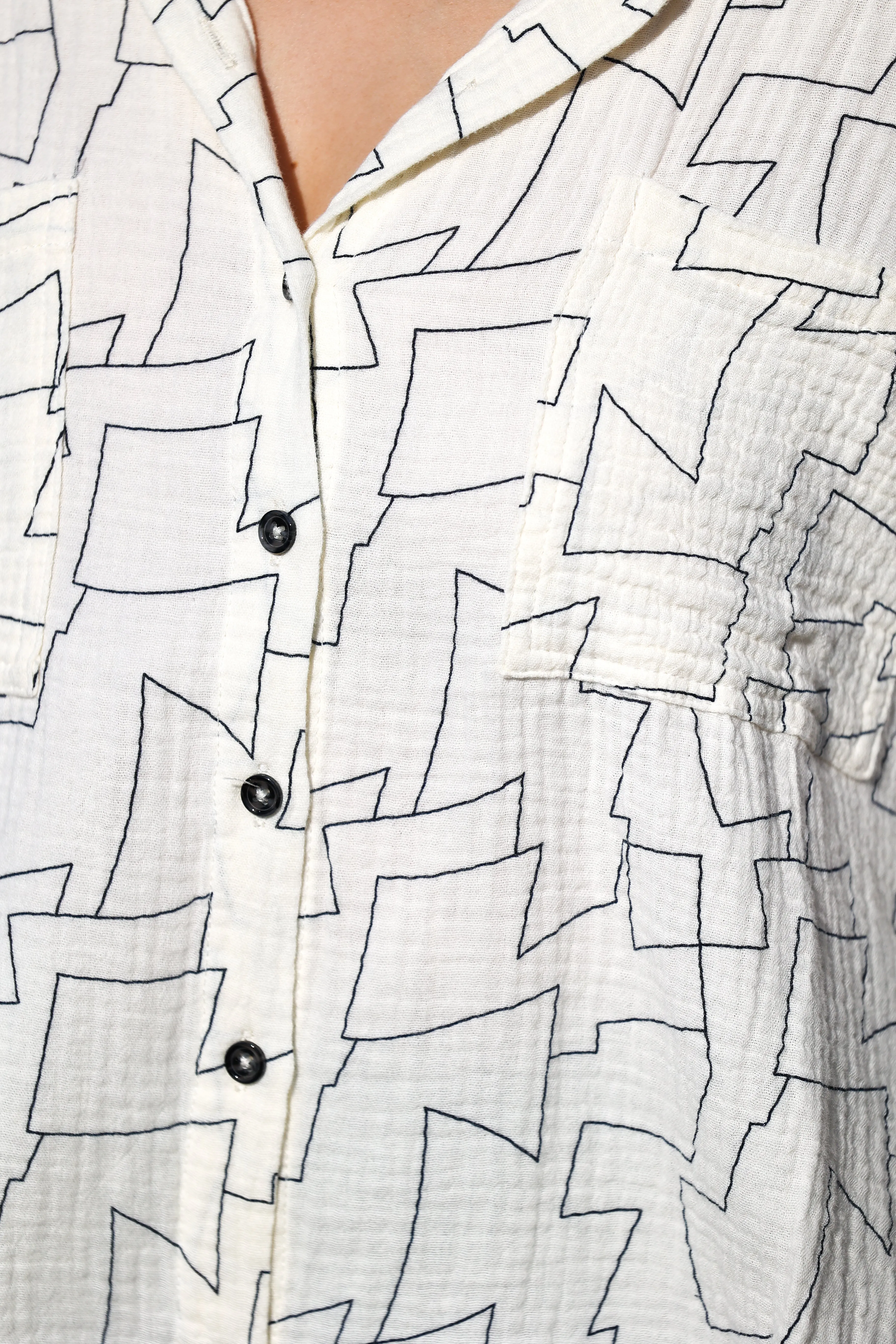 Geo pattern button down shirt