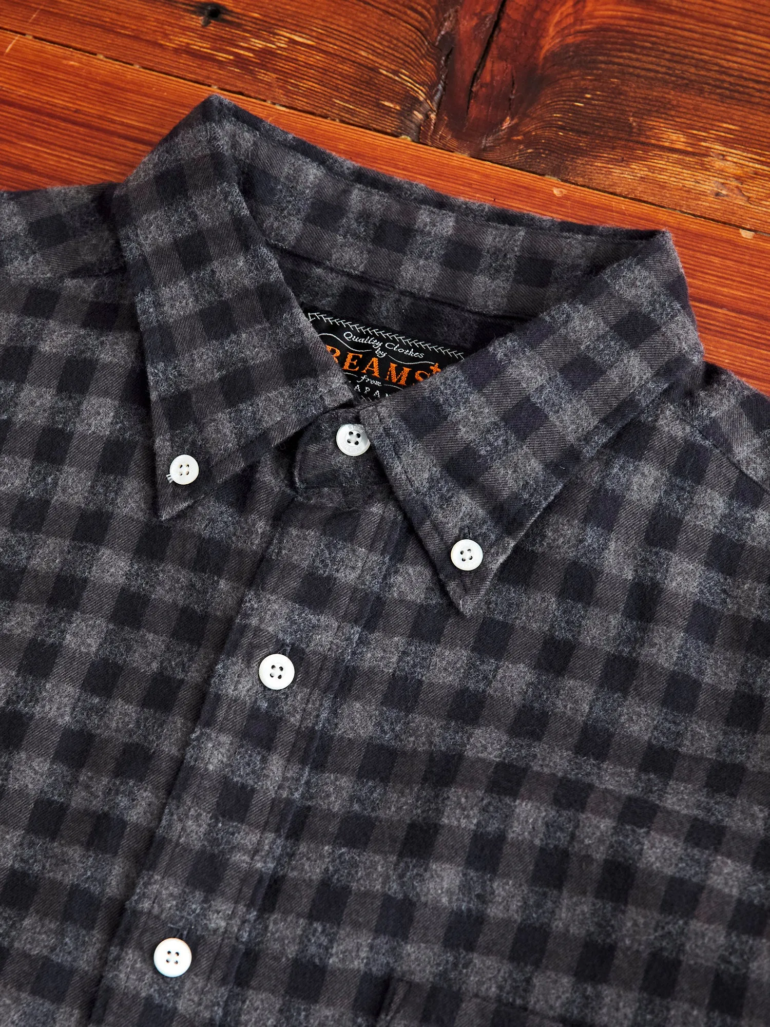 Gingham Check Button-Down Shirt in Grey