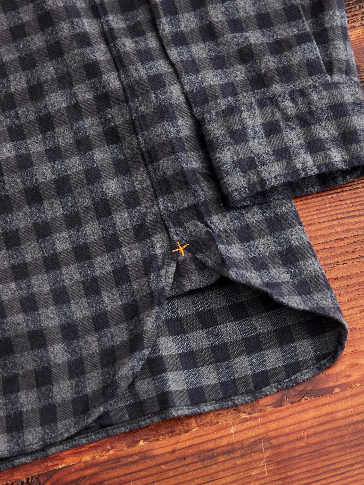 Gingham Check Button-Down Shirt in Grey