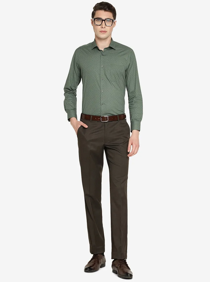 Green Printed Slim Fit Formal Shirt | Greenfibre