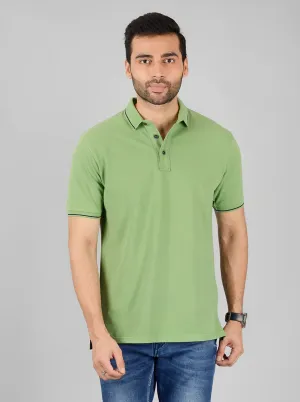 Green Solid Slim Fit Polo T-Shirt | JadeBlue