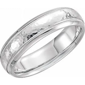 Half Round Band with Hammer Finish & Milgrain 51542 - 3 mm - 8 mm