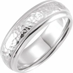 Half Round Band with Hammer Finish & Milgrain 51542 - 3 mm - 8 mm