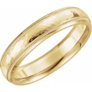 Half Round Band with Hammer Finish & Milgrain 51542 - 3 mm - 8 mm