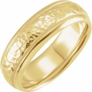 Half Round Band with Hammer Finish & Milgrain 51542 - 3 mm - 8 mm