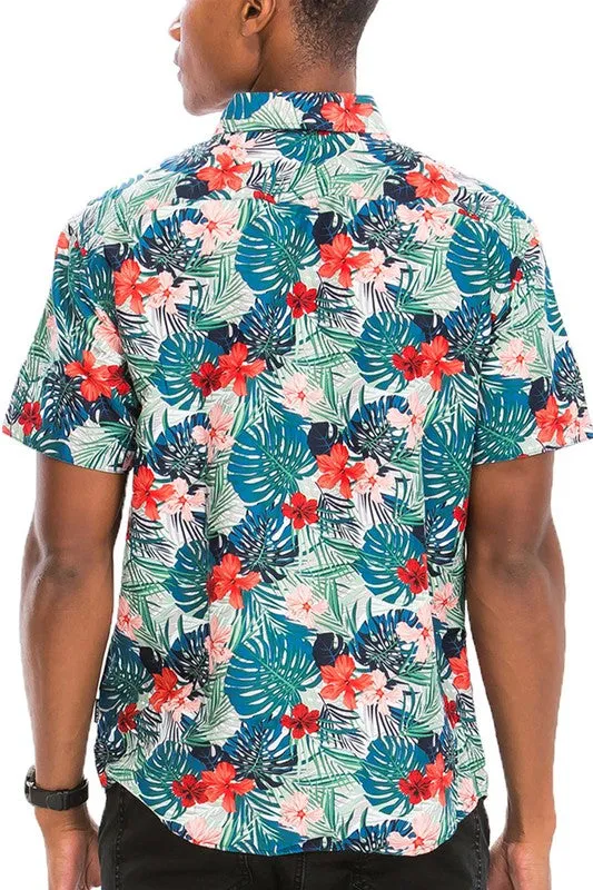 Hawaiian Print Button Down Shirt