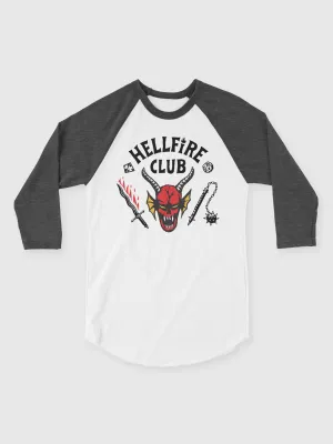 Hellfire Club Raglan Shirt  [White/Heather Charcoal]