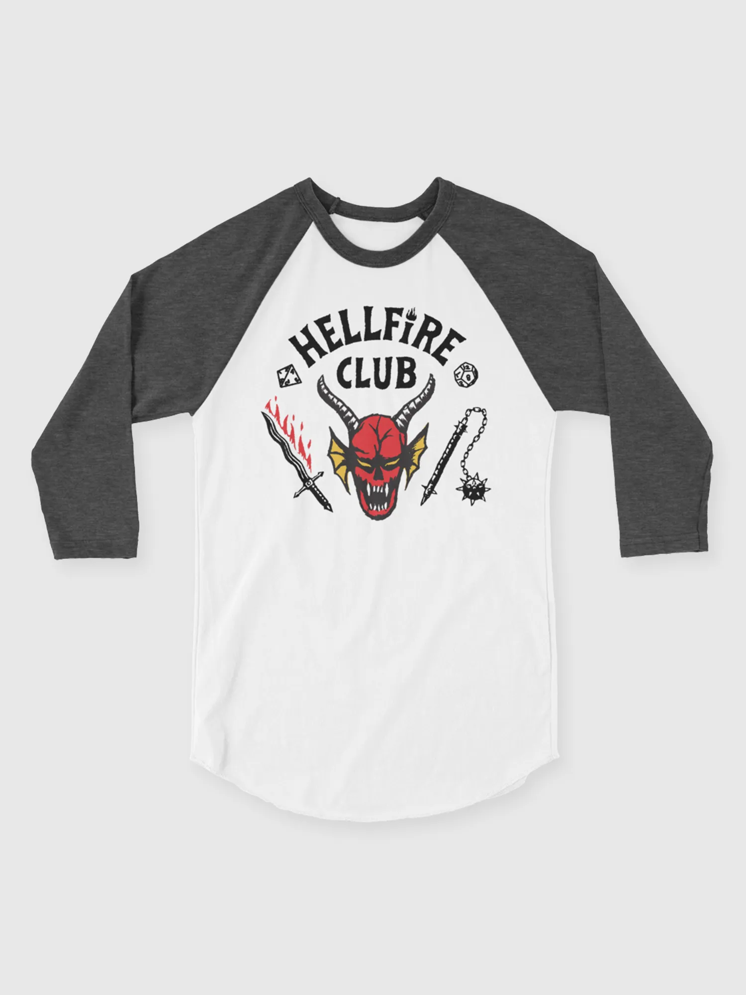 Hellfire Club Raglan Shirt  [White/Heather Charcoal]