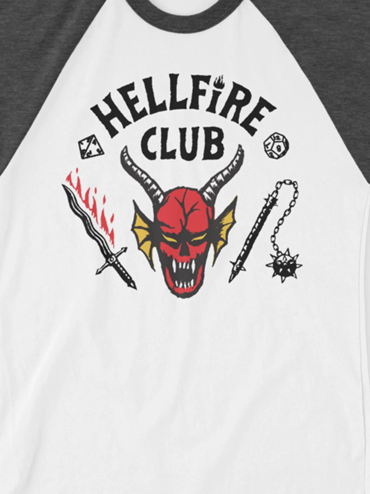 Hellfire Club Raglan Shirt  [White/Heather Charcoal]