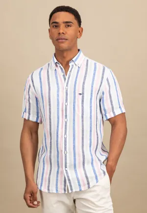 Hemd aus Leinen mit Button-Down-Kragen und Streifen