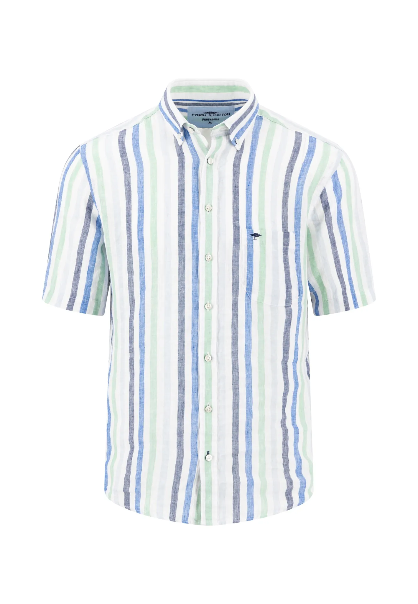Hemd aus Leinen mit Button-Down-Kragen und Streifen