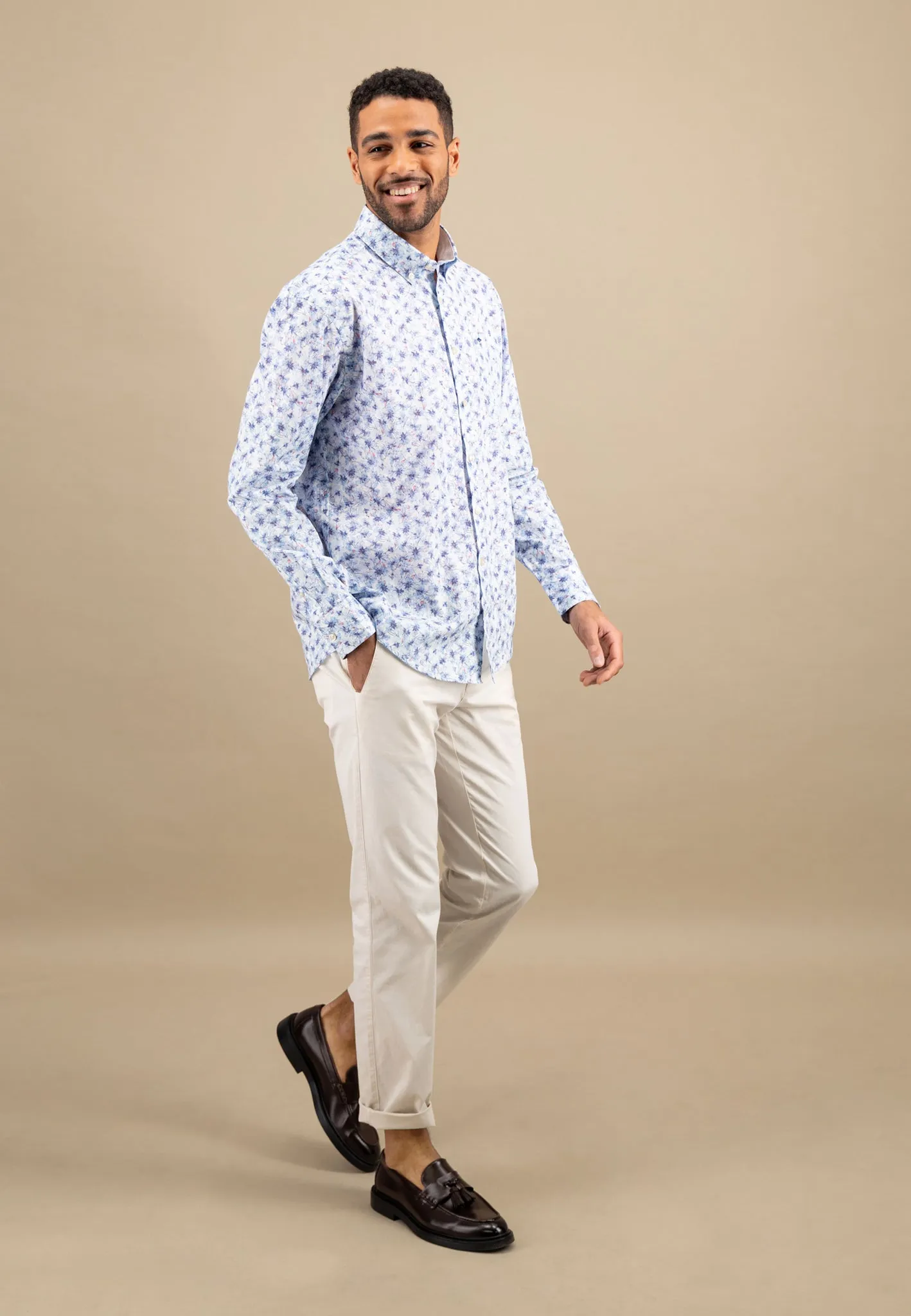 Hemd mit Button-Down-Kragen und floralem Print