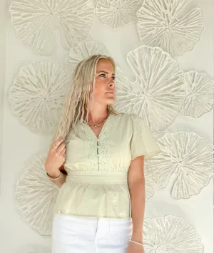 Honeydew Eyelet Blouse