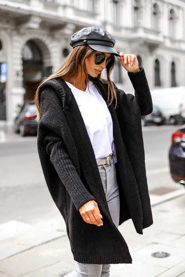 Hooded Knitwear Patchwork Sweater women