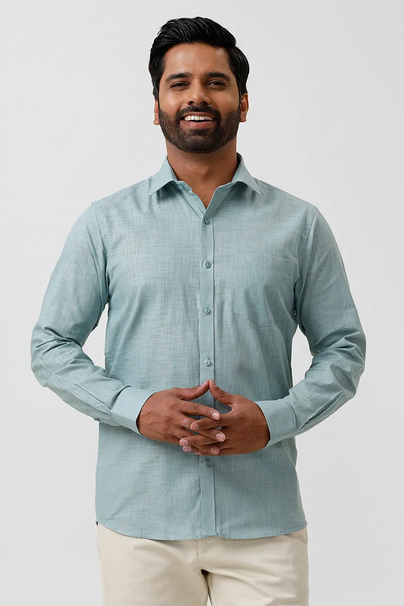 Indo Cotton - Summer Green Formal Shirts For Men | Ariser