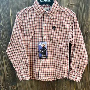 Infant Boys Pink Plaid Button Up