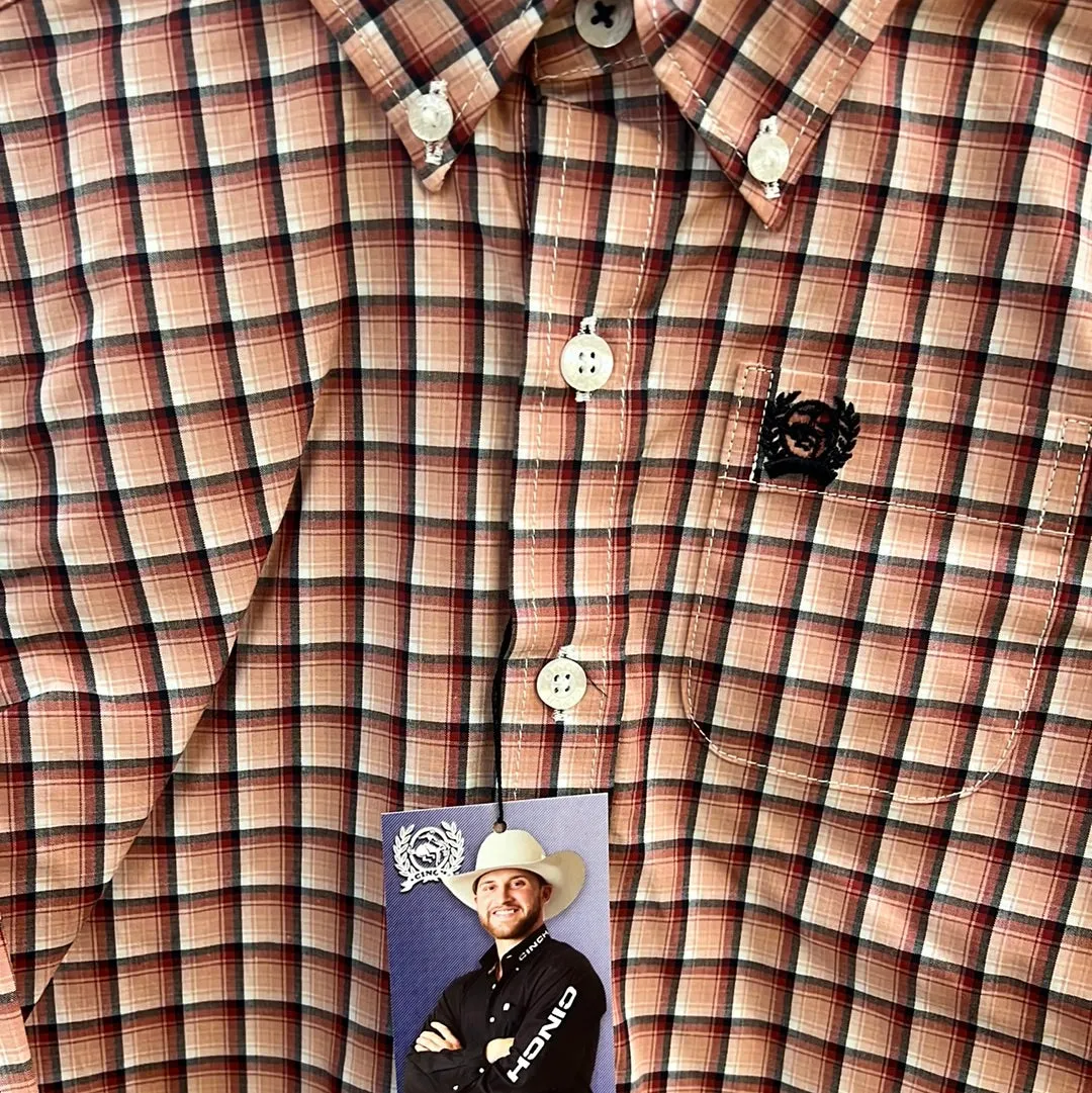 Infant Boys Pink Plaid Button Up