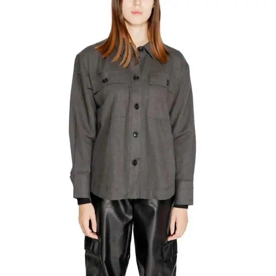 Jacqueline De Yong Women's Long Sleeve Brown Shirt
