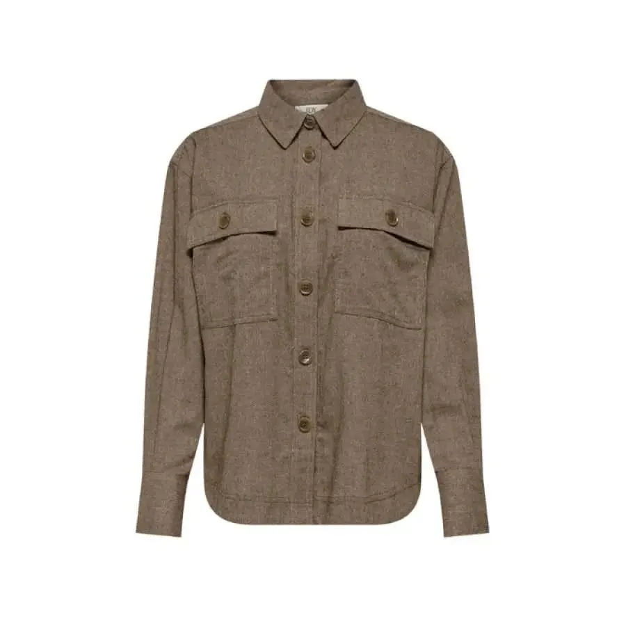 Jacqueline De Yong Women's Long Sleeve Brown Shirt